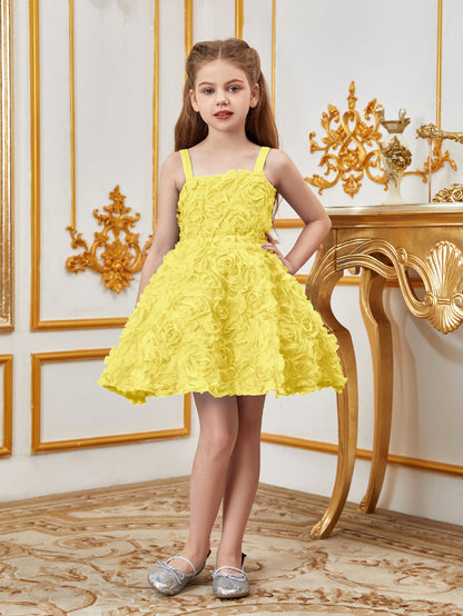 Additional product view of Floral Appliqué Cami Strap A-Line Sleeveless Mesh Tween Girls' Party Dress