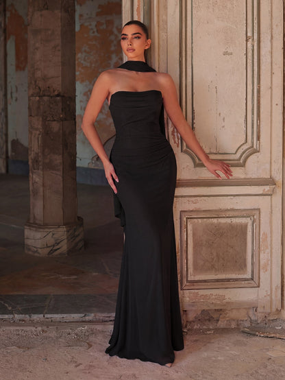 Additional product view of Backless Strapless Chiffon Mermaid Sleeveless Evening Gown