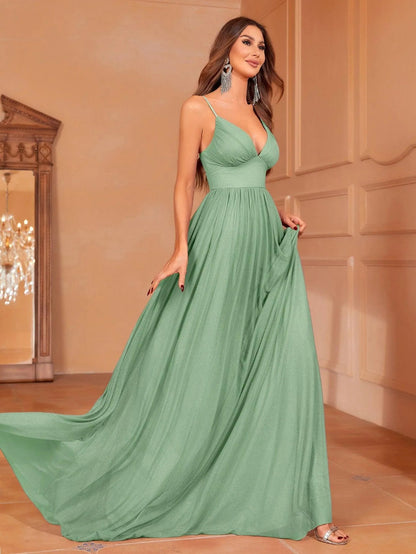 Additional product view of Cami Strap Chiffon Backless A-Line Sleeveless Evening Gown