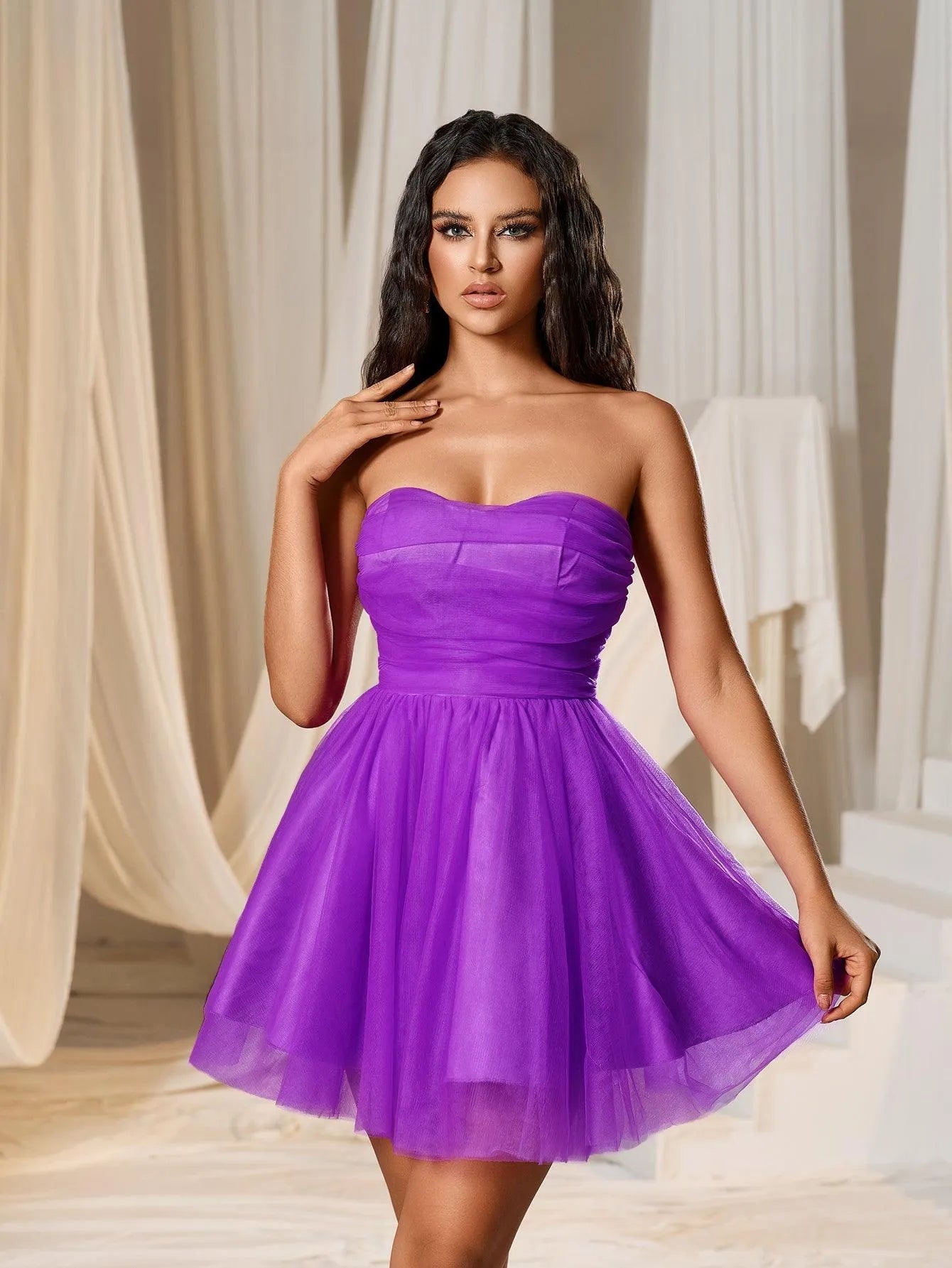 Additional product view of Strapless Mesh Sleeveless Mini Party Dress