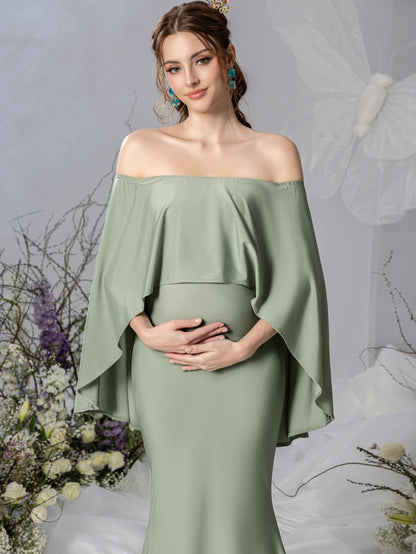 Maternity Off-Shoulder Cape Mermaid Evening Gown — authorized product image 6