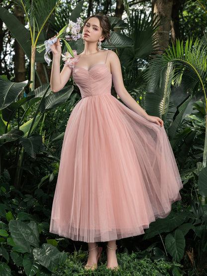 Additional product view of Tulle A-Line Sleeveless Midi Formal Dress