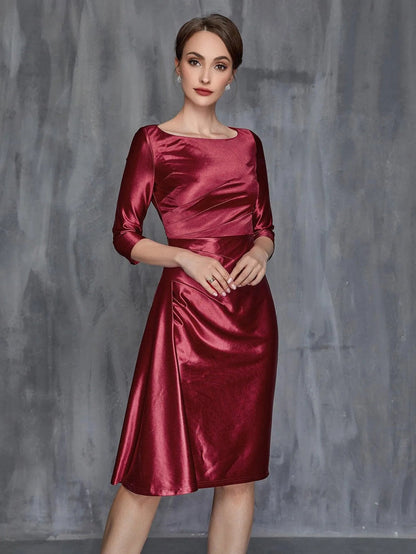 Women's Solid Ruched Wrap Front Satin Dress – view 3