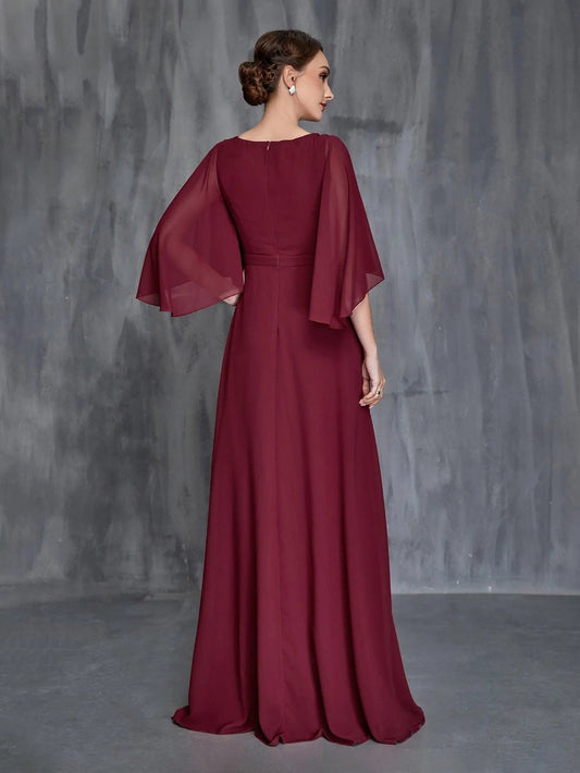 Women's Flounce Sleeve Contrast Sequin Chiffon Dress – view 2
