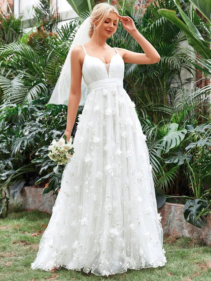 Sweetheart Tulle Appliqué Sleeveless A-Line Wedding Gown — authorized product image 3