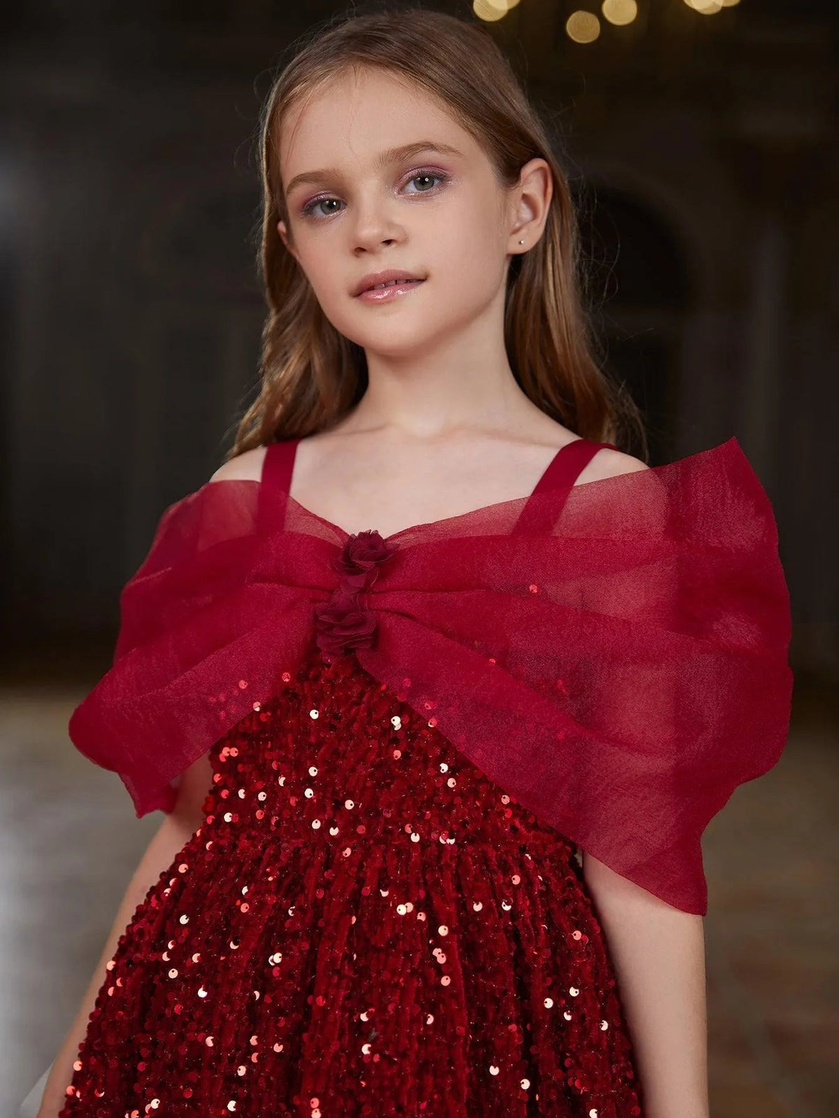 Tween Girls' Spaghetti Strap Sequin Sleeveless A-Line Formal Gown — authorized product image 5