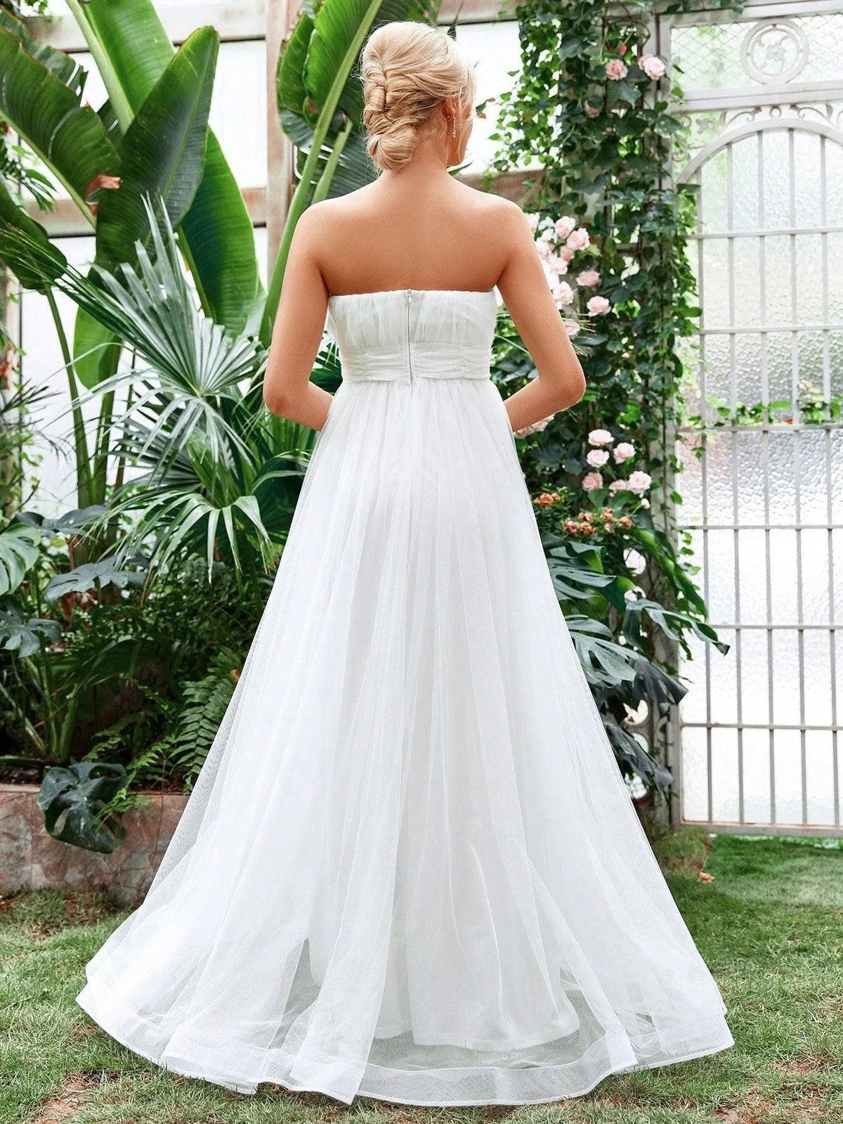 Ruched Waist Mesh Tube Wedding Dress — authorized product image 2