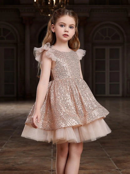 Additional product view of Cap-Sleeve Sequin A-Line Midi Tween Girls' Party Dress