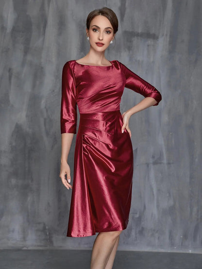 Women's Solid Ruched Wrap Front Satin Dress