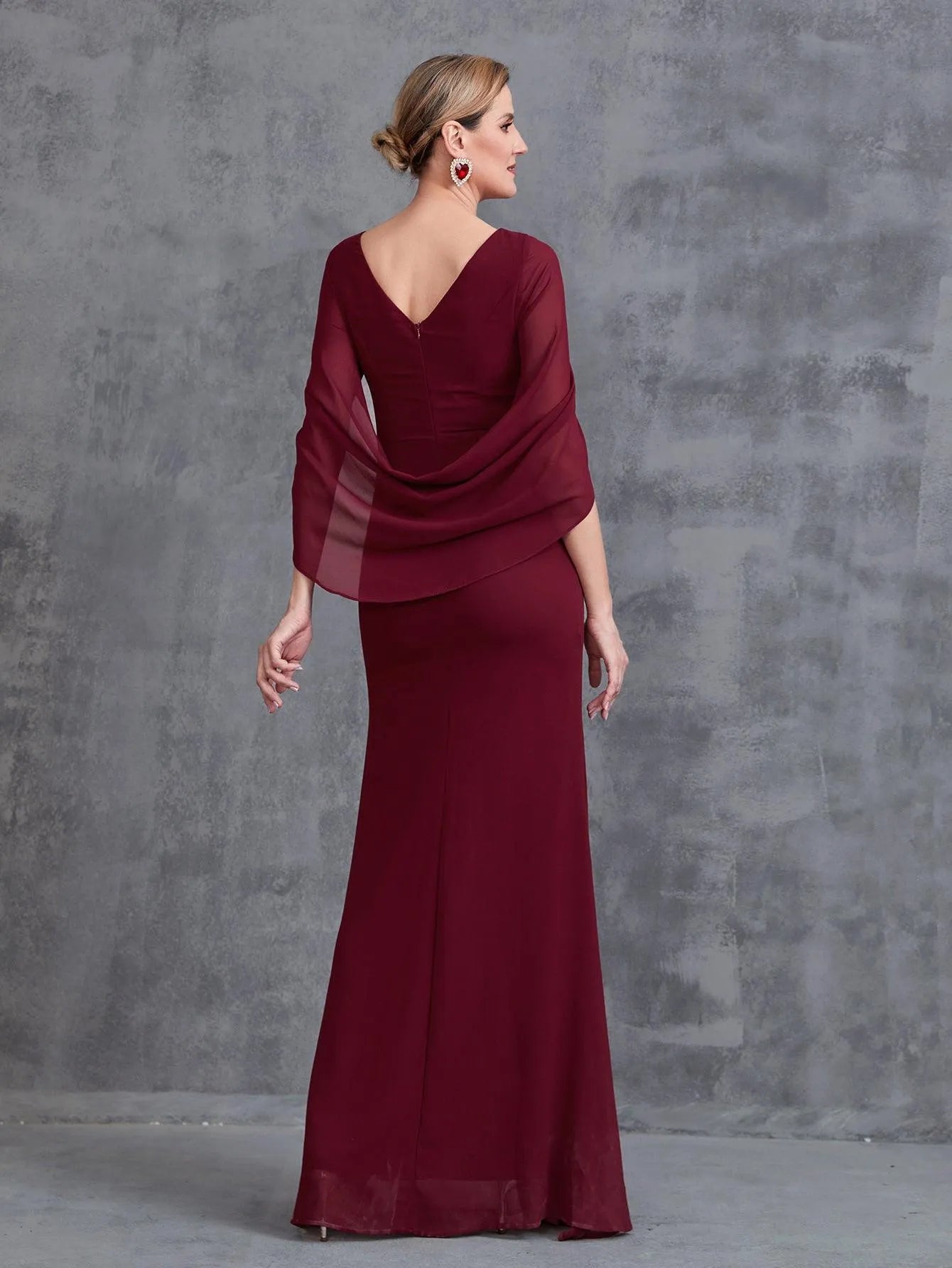 Additional product view of Mermaid Hem Chiffon Maxi Mother-of-the-Bride Dress