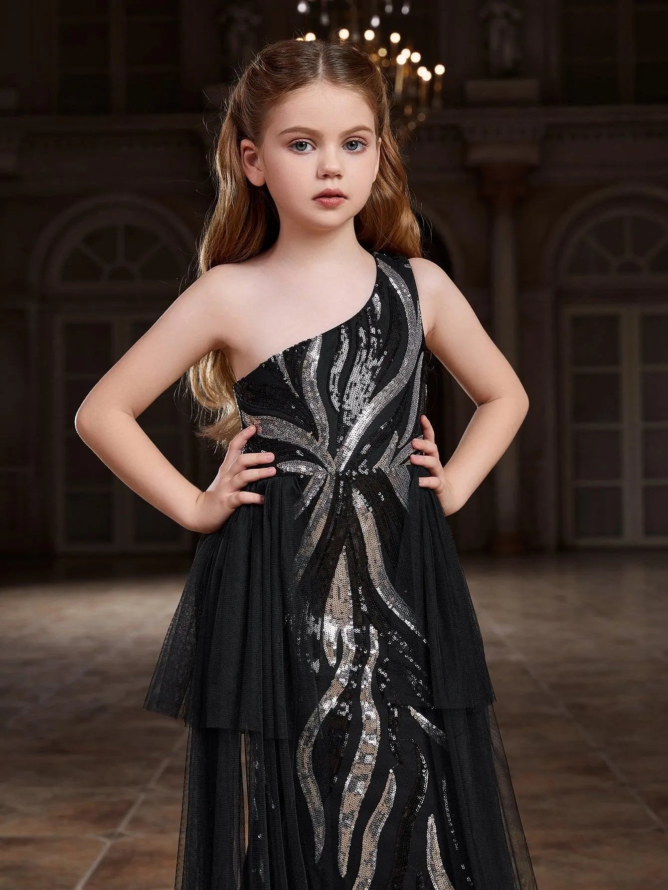 Tween Girls' One-Shoulder Graphic Sequin Party Dress — authorized product image 6