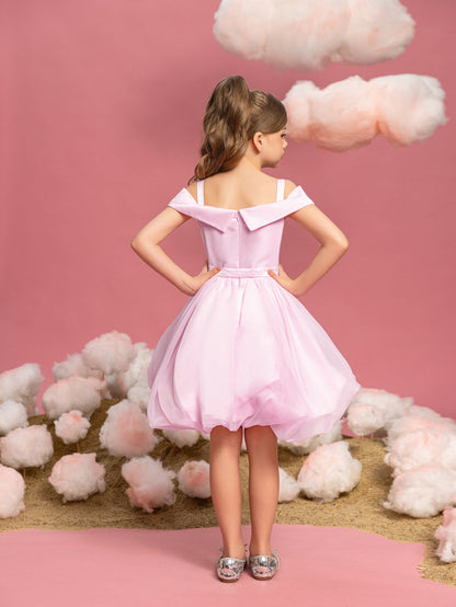 Tween Girls' Off-Shoulder Satin Sleeveless A-Line Formal Dress — authorized product image 2