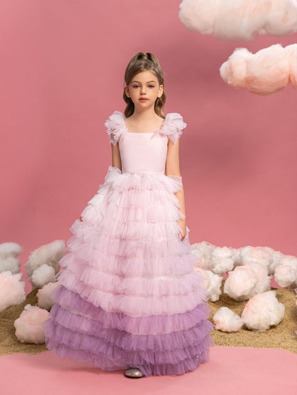 Tween Girls' Square Neck Ruffle Sleeveless A-Line Formal Gown — authorized product image 6