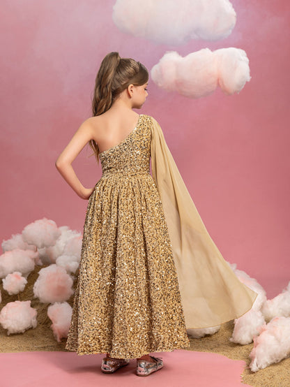 Tween Girls' One-Shoulder Draped Side Sequin A-Line Dress — authorized product image 8