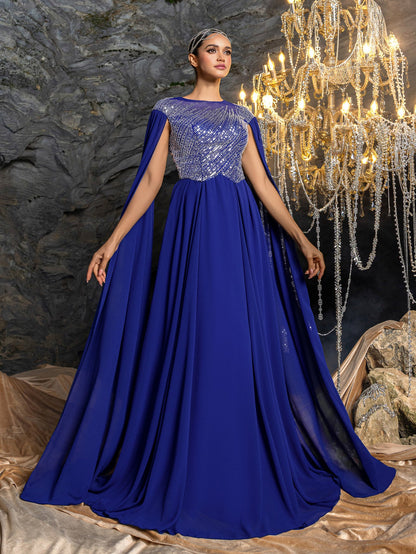 Additional view of Beaded Chiffon Sequin Wedding Guest Dress
