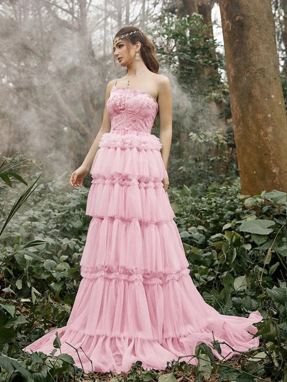 One-Shoulder Sequin Tulle Sleeveless A-Line Evening Gown — authorized product image 10