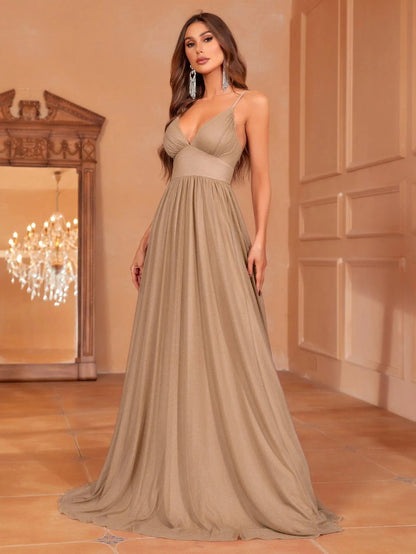 Additional product view of Cami Strap Chiffon Backless A-Line Sleeveless Evening Gown