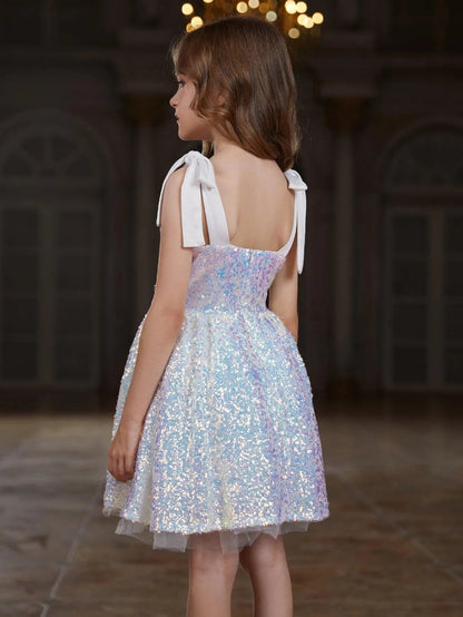 Additional product view of Cami Strap Sequin A-Line Sleeveless Midi Tween Girls' Party Dress