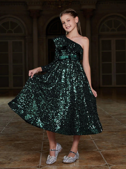 Tween Girls' One-Shoulder Sequin A-Line Formal Gown — authorized product image 3