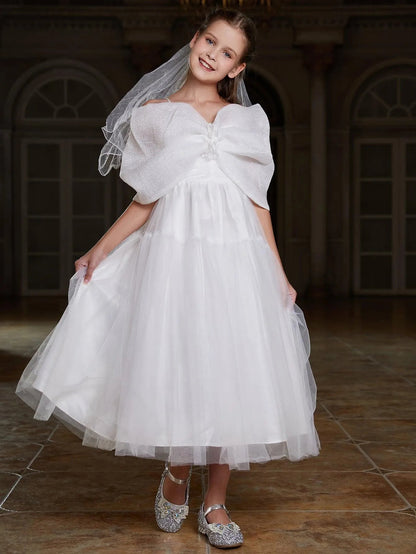 Tween Girls' Off-Shoulder Tulle Sleeveless A-Line Formal Gown — authorized product image 4