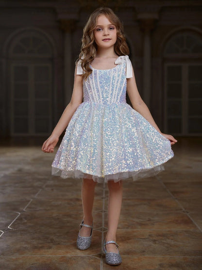 Additional product view of Cami Strap Sequin A-Line Sleeveless Midi Tween Girls' Party Dress