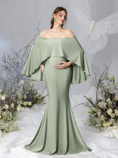 Maternity Off-Shoulder Cape Mermaid Evening Gown — authorized product image 3