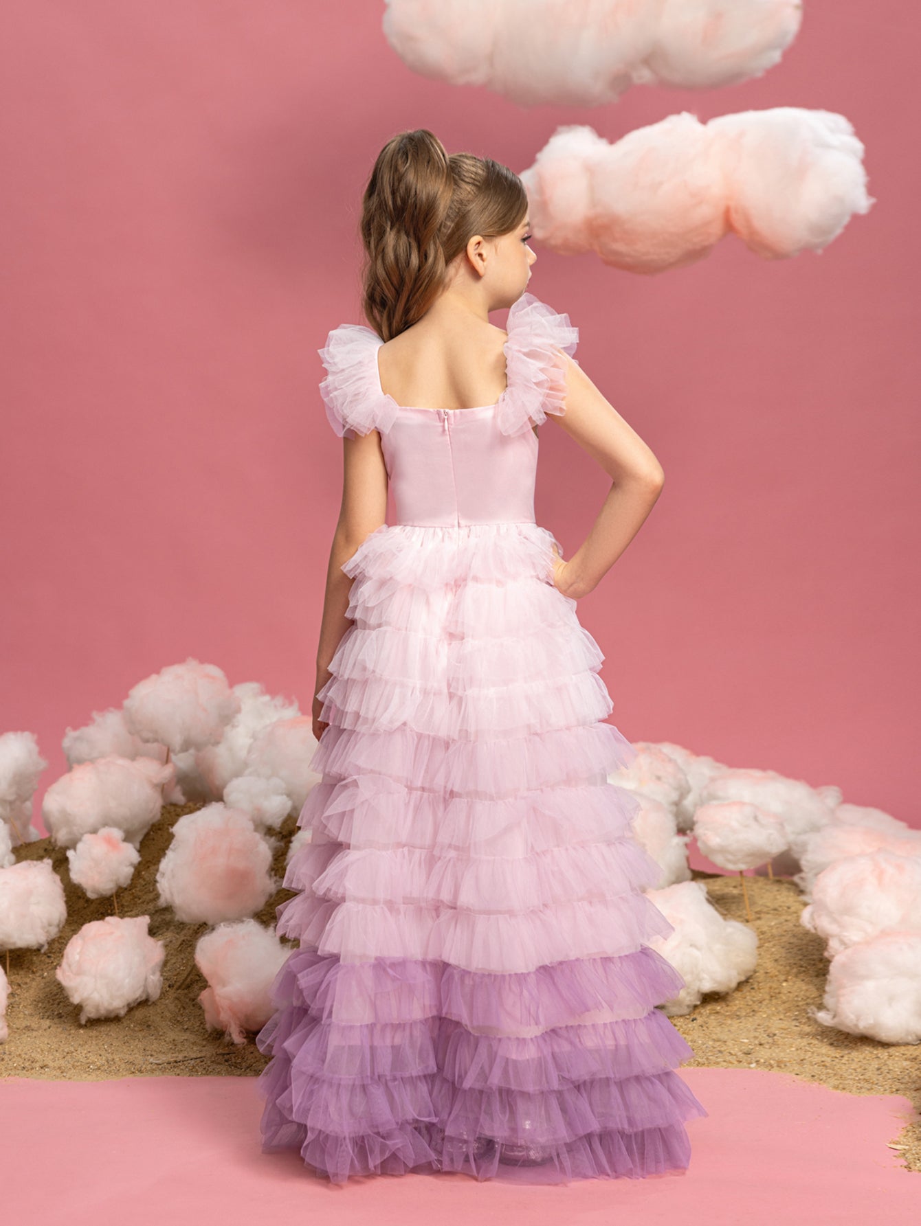 Tween Girls' Square Neck Ruffle Sleeveless A-Line Formal Gown — authorized product image 2