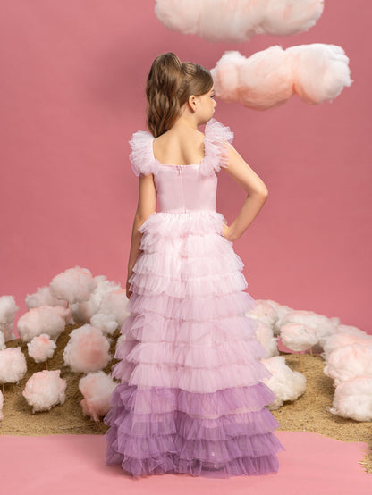 Tween Girls' Square Neck Ruffle Sleeveless A-Line Formal Gown — authorized product image 2