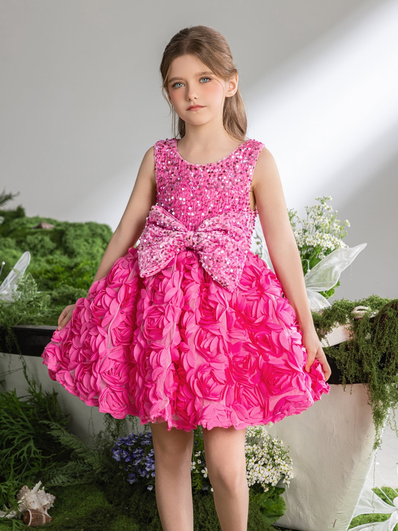 Additional product view of Sequin A-Line Sleeveless Midi Tween Girls' Party Dress