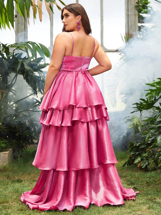Plus-Size Spaghetti Strap Chiffon Sleeveless A-Line Evening Gown — authorized product image 2