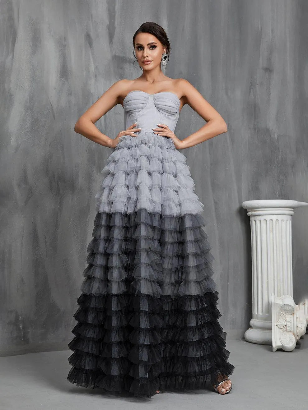 Additional product view of Mesh Strapless Sleeveless A-Line Maxi Wedding Dress