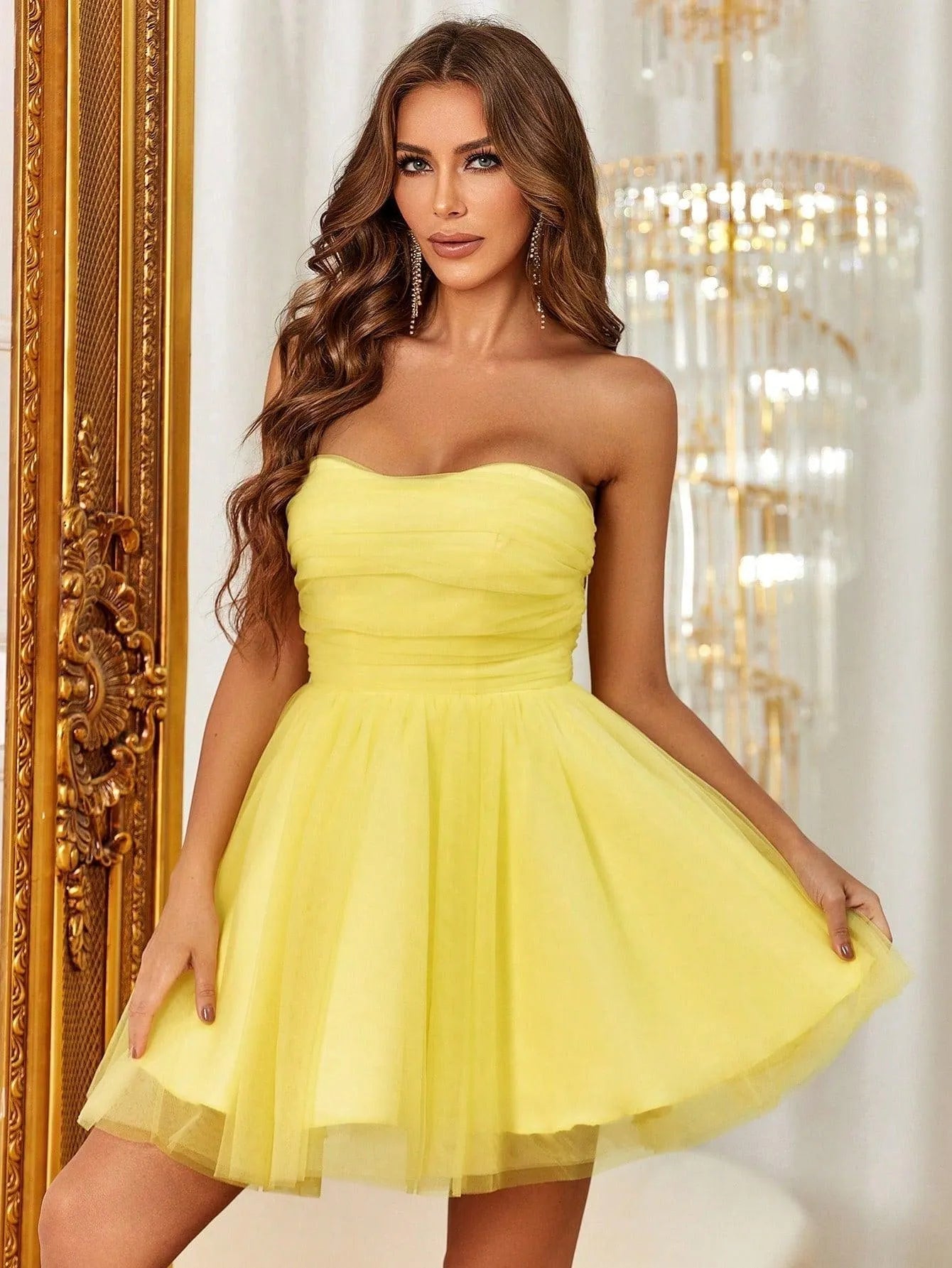 Additional product view of Strapless Mesh Sleeveless Mini Party Dress