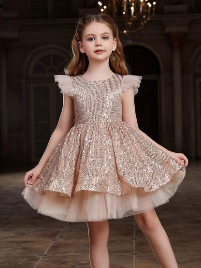 Additional product view of Cap-Sleeve Sequin A-Line Midi Tween Girls' Party Dress