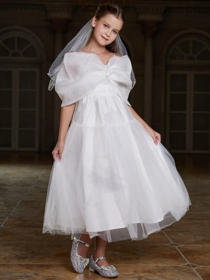 Tween Girls' Off-Shoulder Tulle Sleeveless A-Line Formal Gown — authorized product image 1