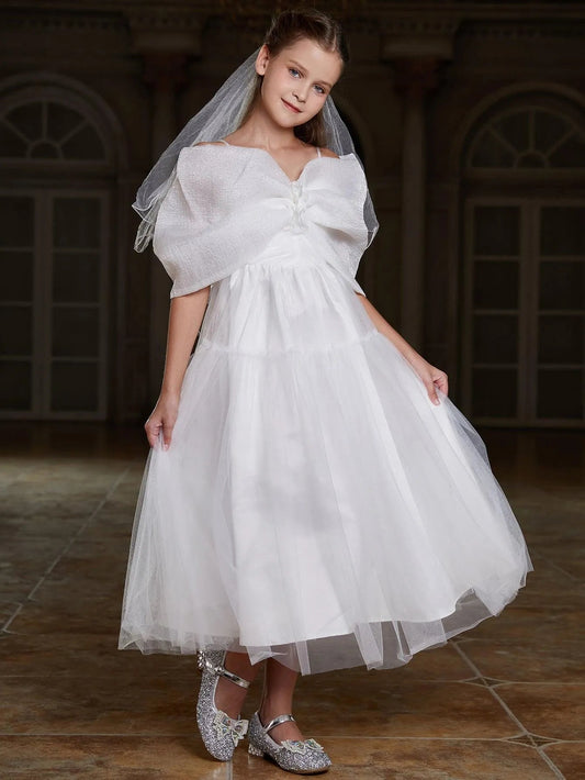 Tween Girls' Off-Shoulder Tulle Sleeveless A-Line Formal Gown — authorized product image 1
