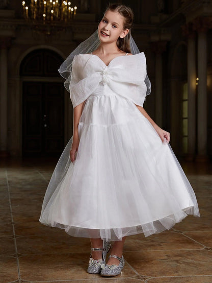 Tween Girls' Off-Shoulder Tulle Sleeveless A-Line Formal Gown — authorized product image 3