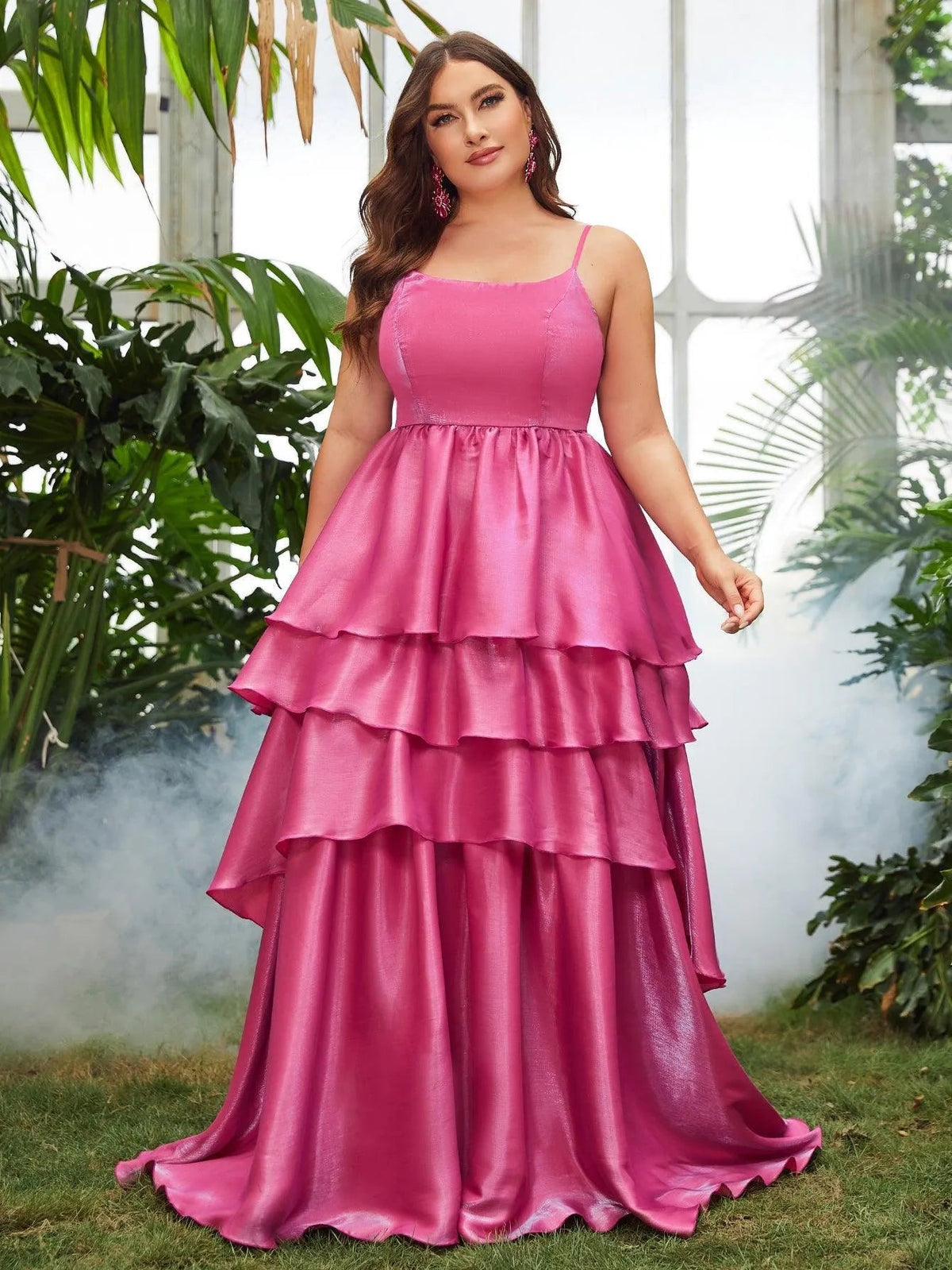 Plus-Size Spaghetti Strap Chiffon Sleeveless A-Line Evening Gown — authorized product image 3