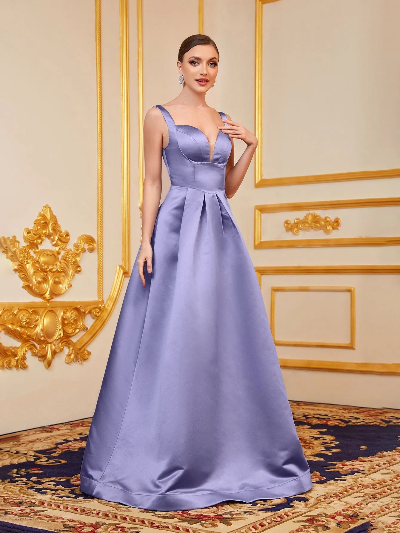Sweetheart Satin Backless Sleeveless A-Line Evening Gown — authorized product image 4
