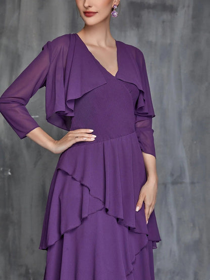 Women's Layered Hem Dress & Chiffon Cardigan – view 7