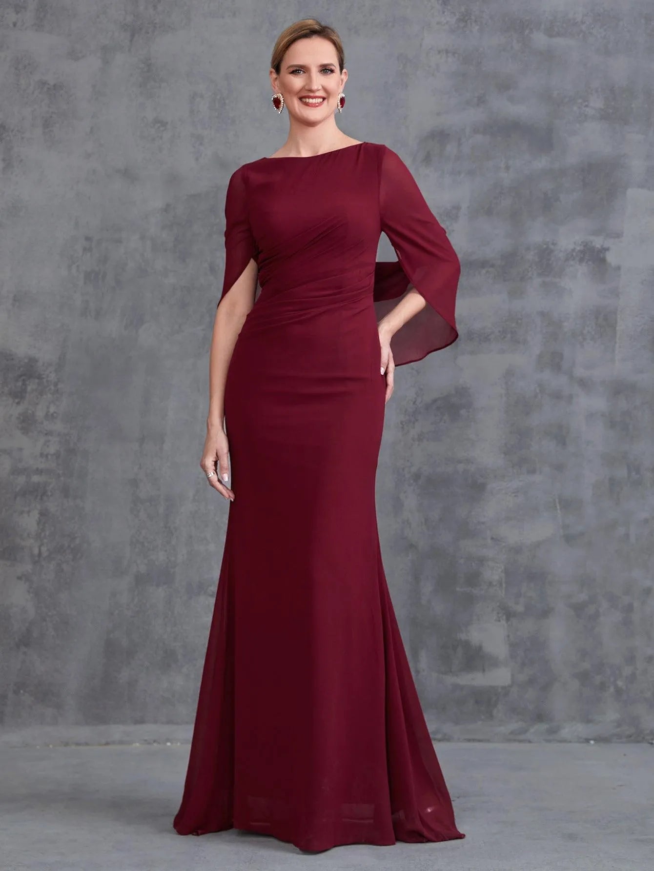 Additional product view of Mermaid Hem Chiffon Maxi Mother-of-the-Bride Dress