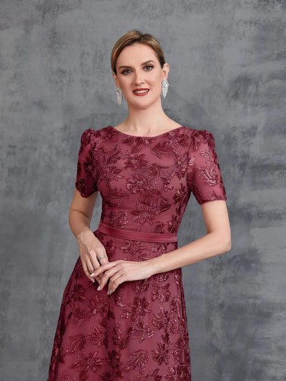 Additional product view of Short-Sleeve A-Line Sequin Maxi Mother-of-the-Bride Dress