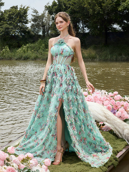 Halter Tulle Sleeveless A-Line Evening Gown — authorized product image 6