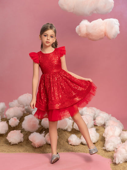 Additional product view of Cap-Sleeve Sequin A-Line Midi Tween Girls' Party Dress