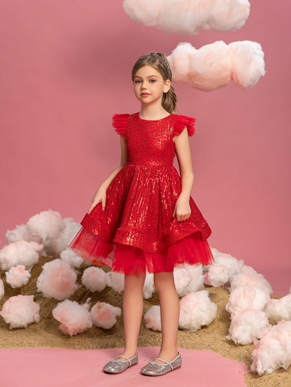 Additional product view of Cap-Sleeve Sequin A-Line Midi Tween Girls' Party Dress