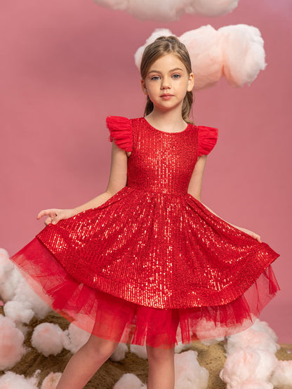 Additional product view of Cap-Sleeve Sequin A-Line Midi Tween Girls' Party Dress