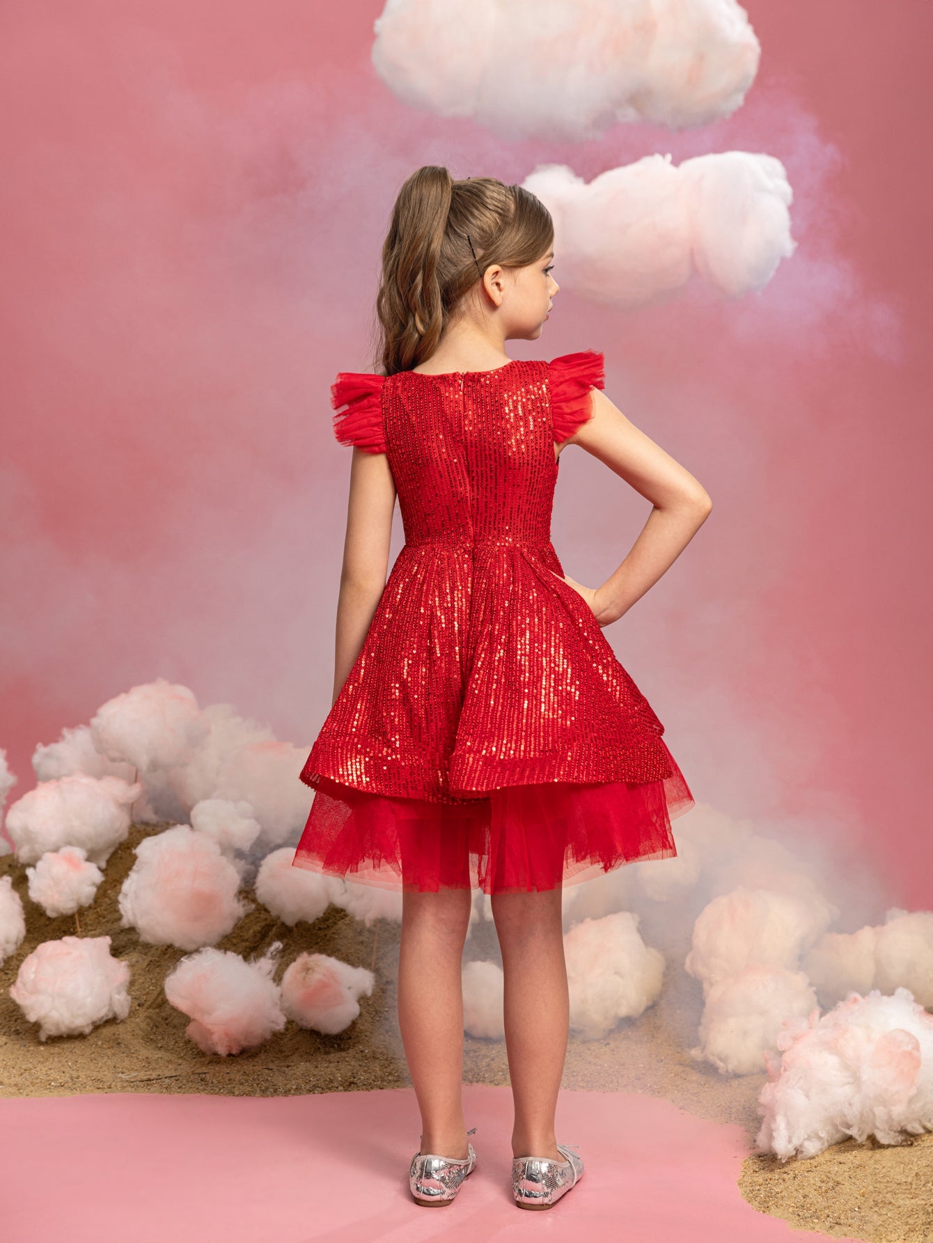 Additional product view of Cap-Sleeve Sequin A-Line Midi Tween Girls' Party Dress
