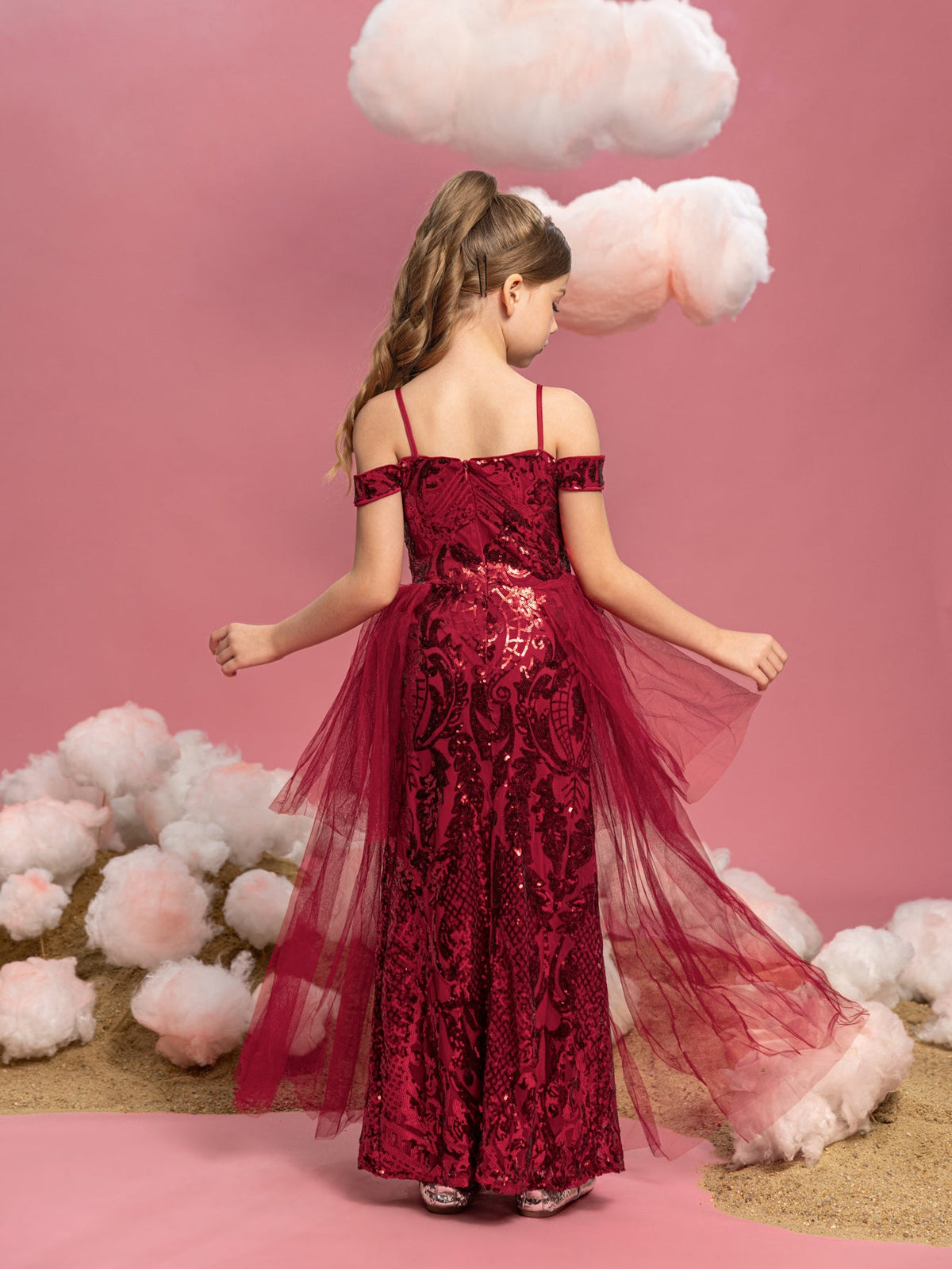 Tween Girls' Off-Shoulder Sequin Sleeveless A-Line Formal Gown — authorized product image 2