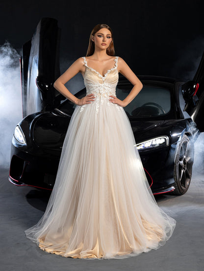 Additional product view of Lace-Up Backless Sleeveless A-Line Appliqué Wedding Dress