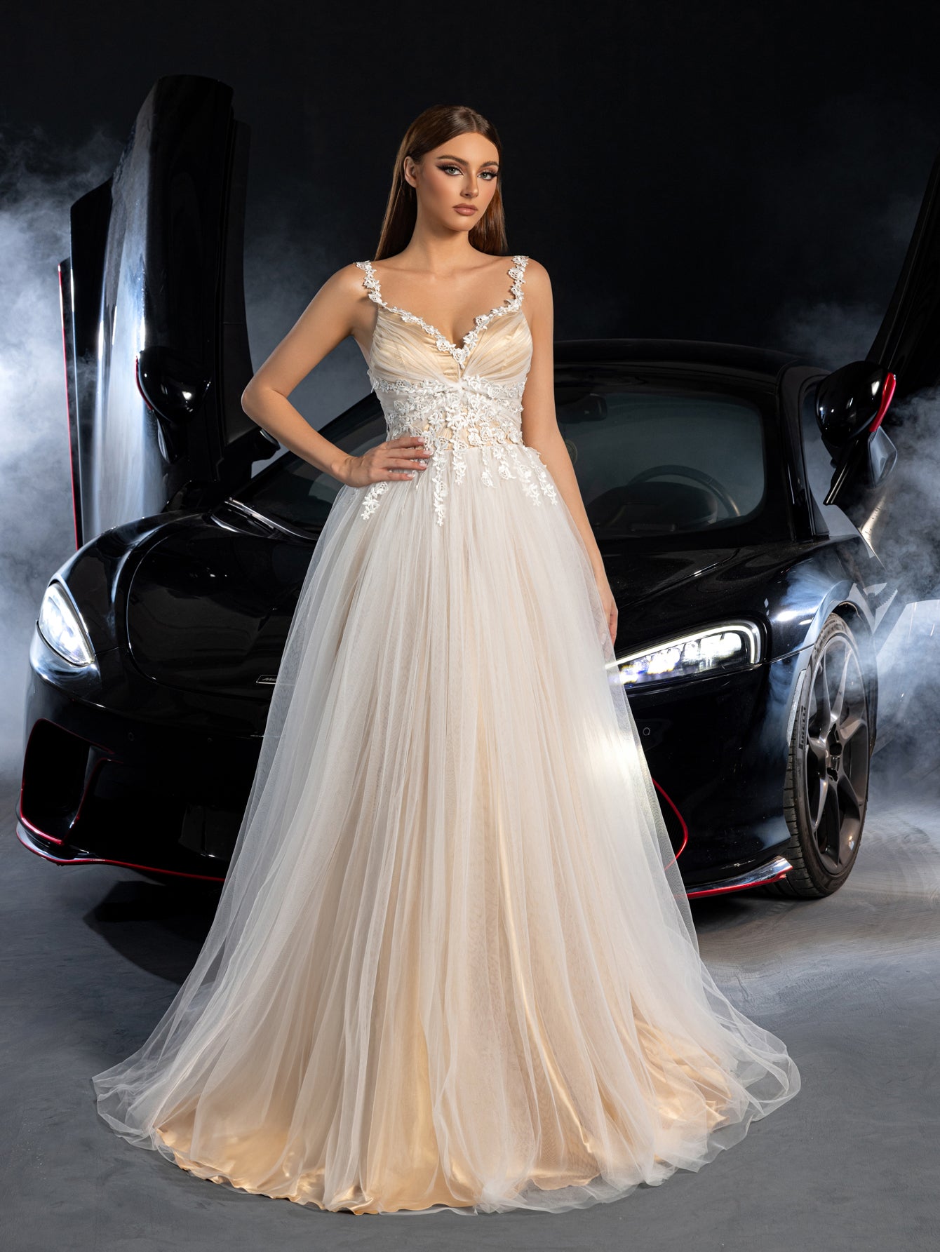 Additional product view of Lace-Up Backless Sleeveless A-Line Appliqué Wedding Dress