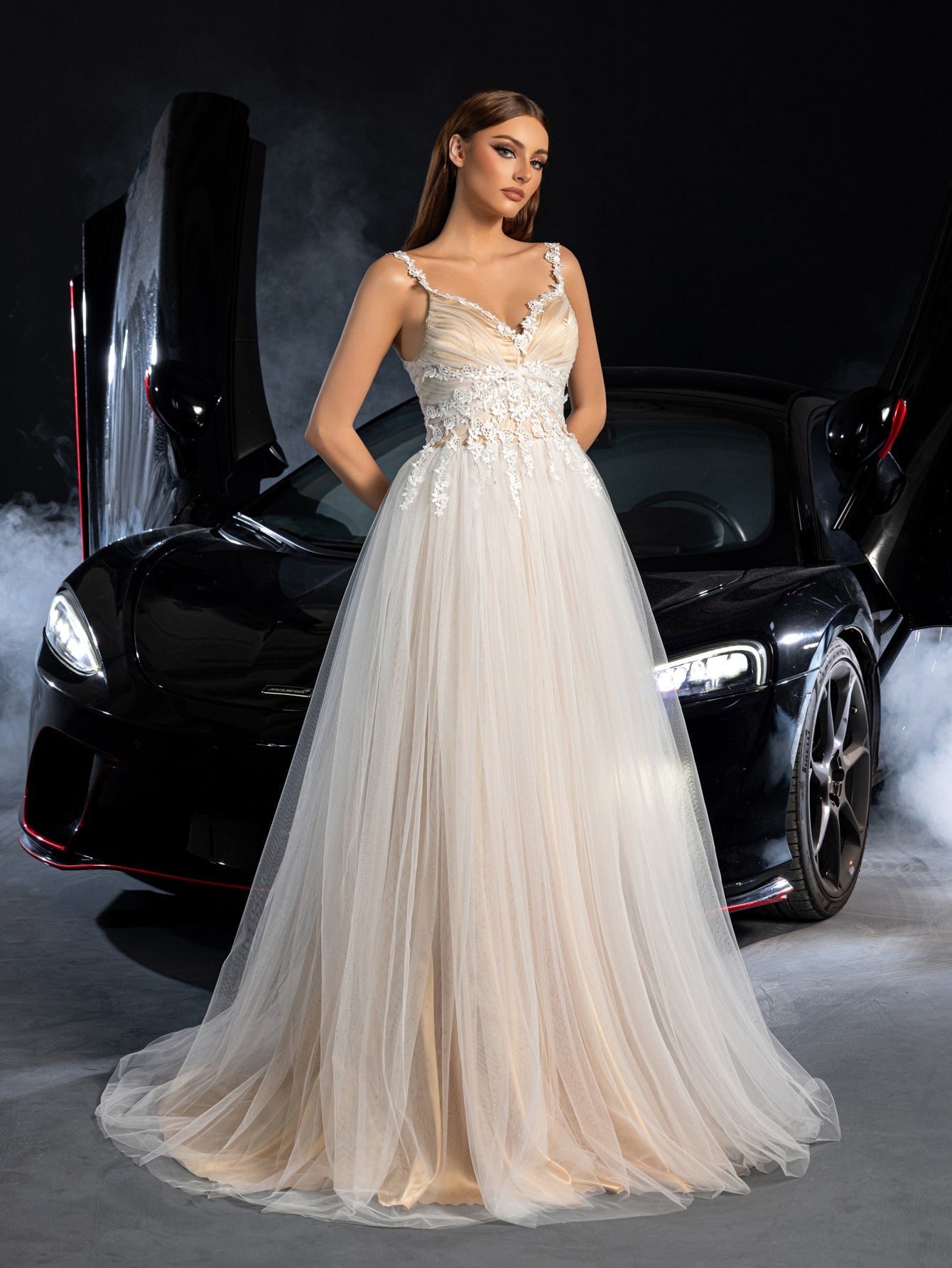 Additional product view of Lace-Up Backless Sleeveless A-Line Appliqué Wedding Dress